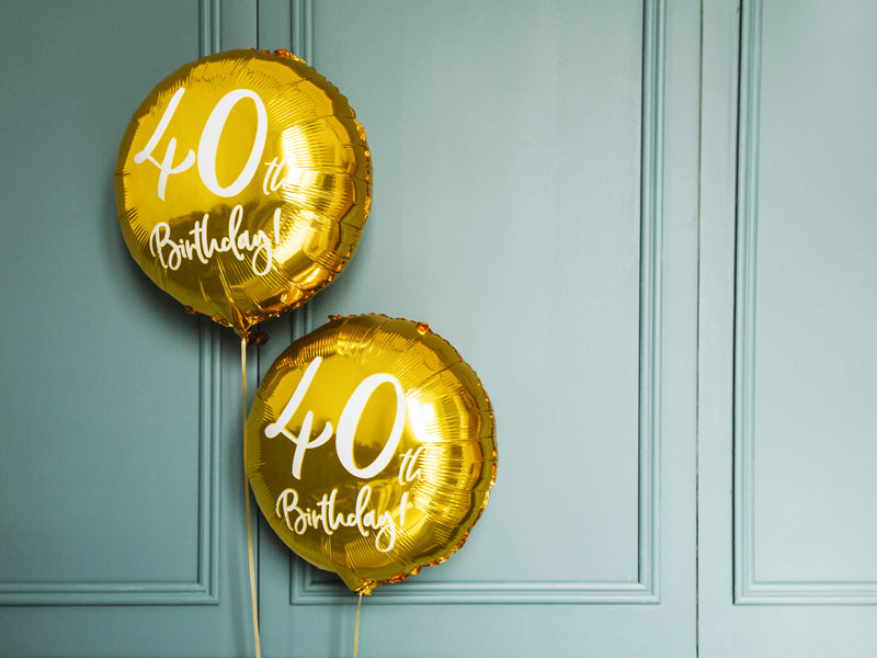 PartyDeco Folienballon Zahl 40 Geburtstag – Gold/Weiss – Ø 45 cm – Folie – 1 Stück