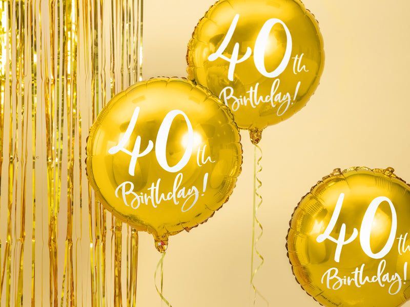 PartyDeco Folienballon Zahl 40 Geburtstag – Gold/Weiss – Ø 45 cm – Folie – 1 Stück