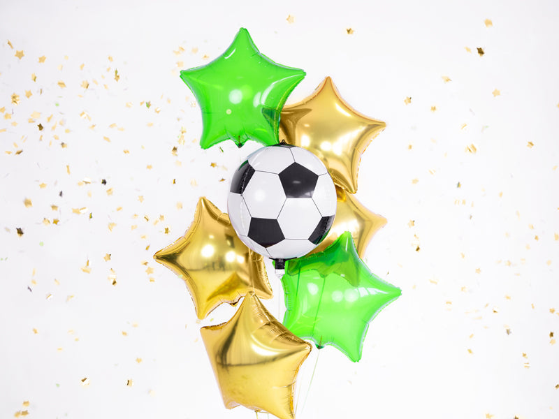 PartyDeco Folienballon Fussball – Weiss – Ø 40 cm – Folie – 1 Stk
