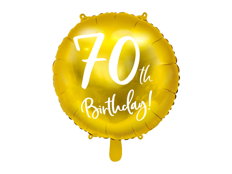 PartyDeco Folienballon Zahl 70 Geburtstag – Gold, Weiss – Ø 45 cm – Folie – 1 Stück