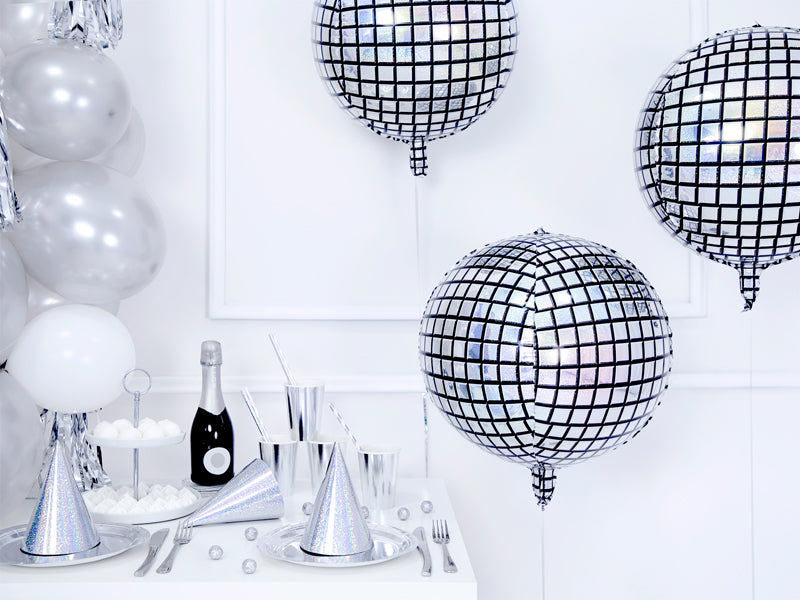 PartyDeco Folienballon Kugel – Silber – Ø 40 cm – Folie – 1 Stück – mit Helium befüllbar