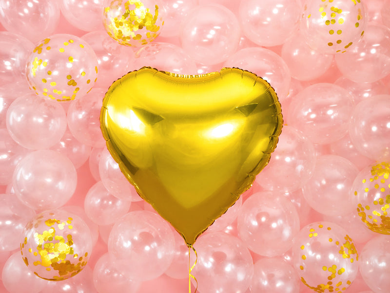 PartyDeco Folienballon Herz – Gold – Ø 61 cm – Folie – 1 Stk – mit Helium befüllbar