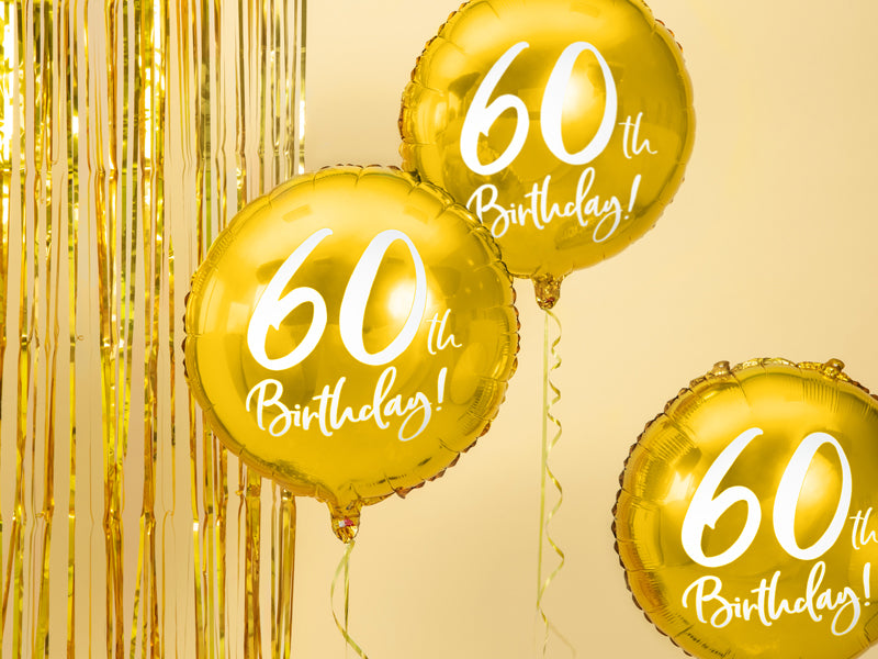 PartyDeco Folienballon Zahl 60 – Gold/Weiss – Ø 45 cm – Folie – 1 Stück