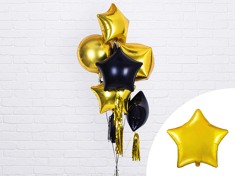 PartyDeco Folienballon Stern – Gold – Ø 48 cm – Folie – 1 Stk
