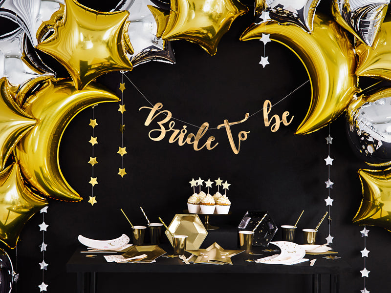 PartyDeco Teller Lets Celebrate, Papier/Karton Sechseck – Ø 20 cm, schwarz – 6 Stk.