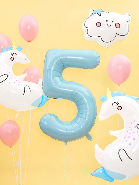 PartyDeco Folienballon Einhorn – Blau – 70 × 75 cm – Folie – 1 Stk – mit Helium befüllbar