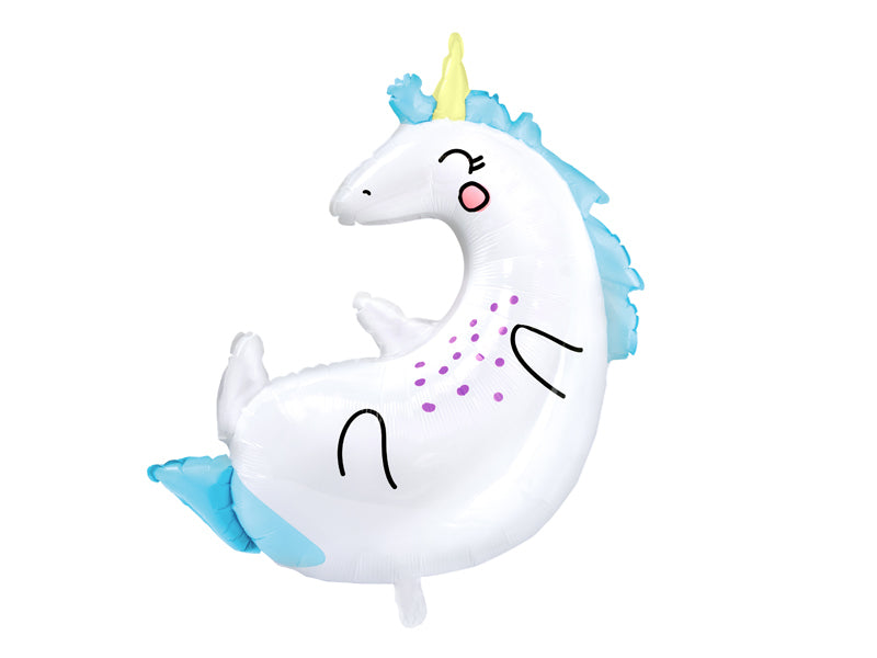 PartyDeco Folienballon Einhorn – Blau – 70 × 75 cm – Folie – 1 Stk – mit Helium befüllbar
