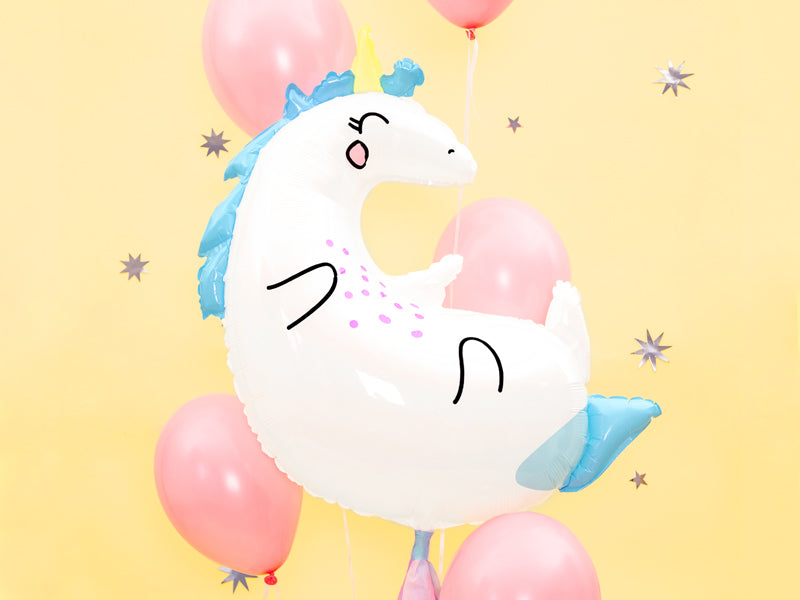 PartyDeco Folienballon Einhorn – Blau – 70 × 75 cm – Folie – 1 Stk – mit Helium befüllbar