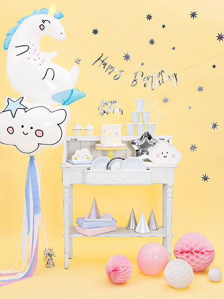PartyDeco Folienballon Einhorn – Blau – 70 × 75 cm – Folie – 1 Stk – mit Helium befüllbar
