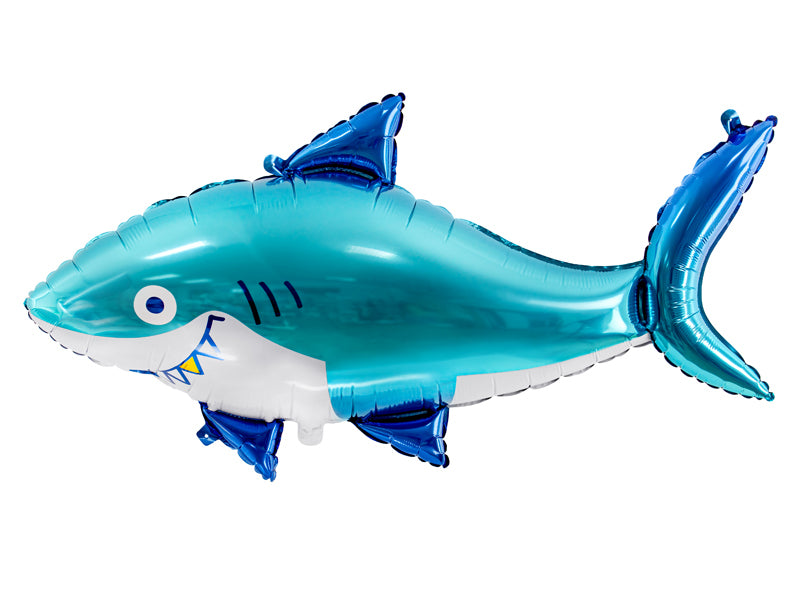 PartyDeco Folienballon Hai – Blau – 92 × 48 cm – Folie – 1 Stück – mit Helium befüllbar