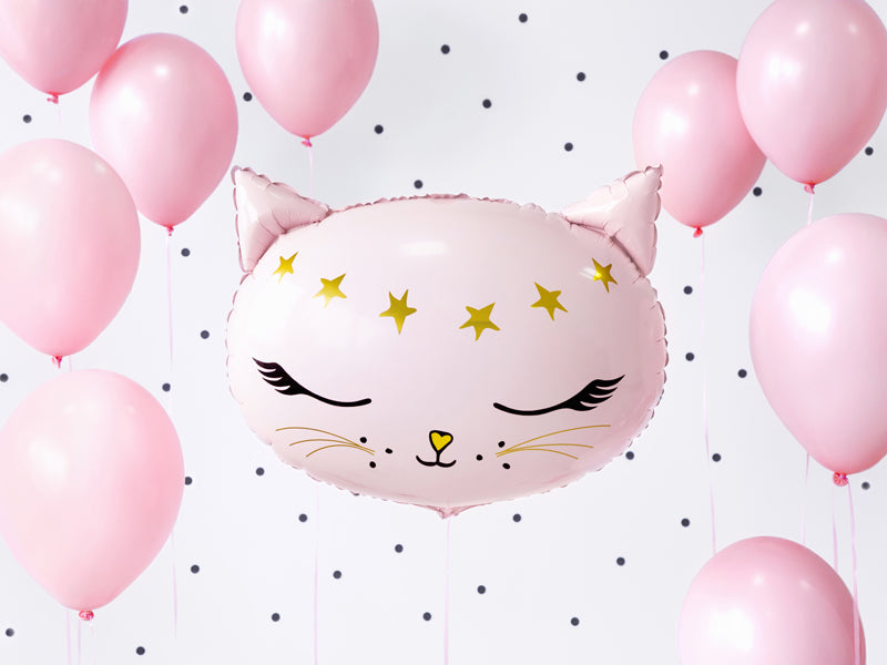 PartyDeco Folienballon Katze – Rosa – 48 × 36 cm – Folie – 1 Stk