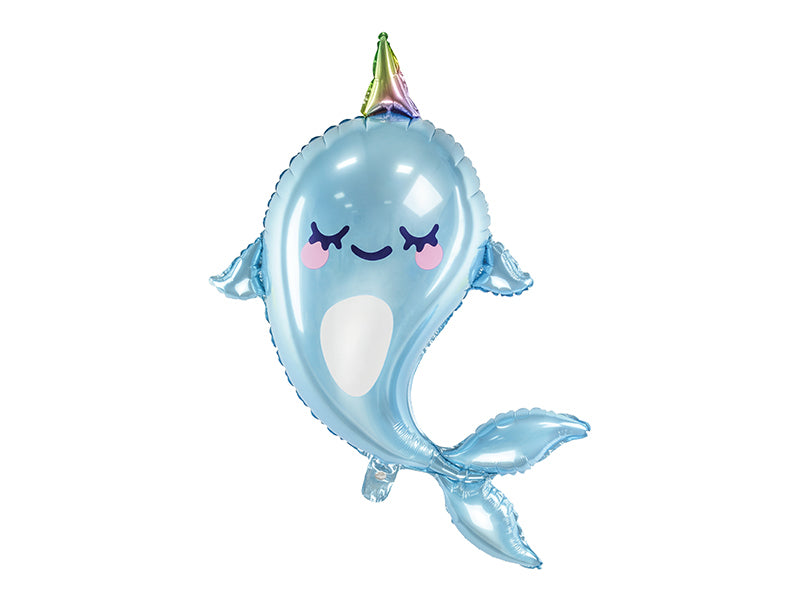 PartyDeco Folienballon Wal – Blau – 53 × 87 cm – 1 Stk