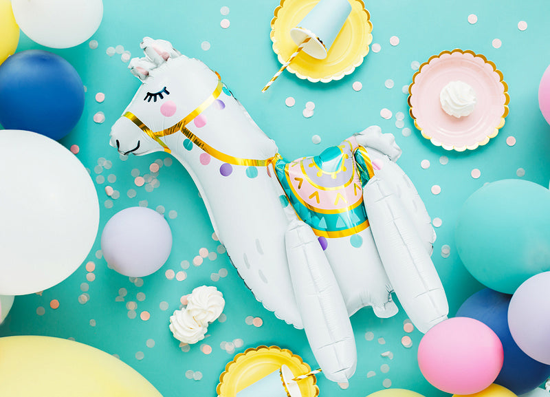 PartyDeco Folienballon Lama – mehrfarbig – 39 × 61 cm – Folie – 1 Stück – mit Helium befüllbar