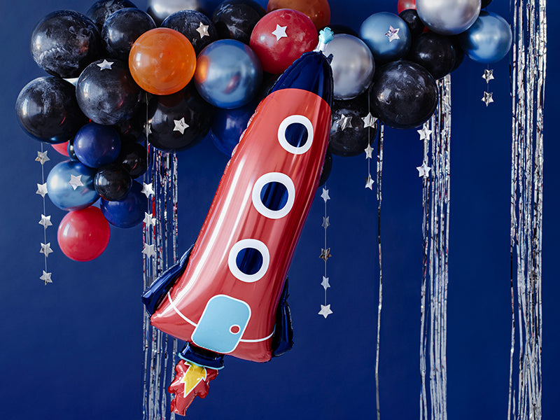 PartyDeco Folienballon Rakete – mehrfarbig – 44 × 115 cm – Folie – 1 Stk