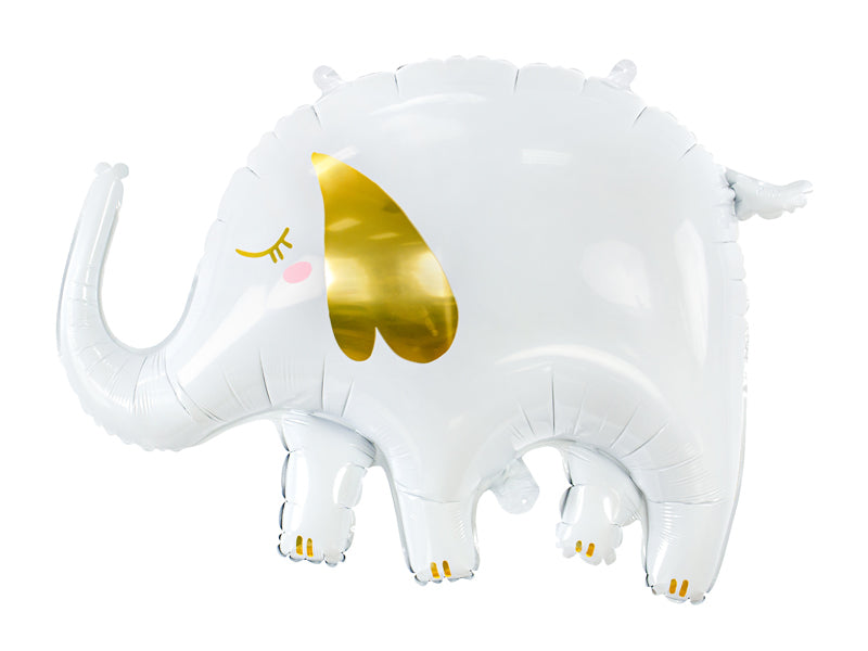 PartyDeco Folienballon Elefant – Weiss – 83 × 58 cm – 1 Stk