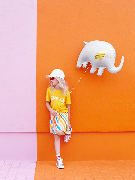 PartyDeco Folienballon Elefant – Weiss – 83 × 58 cm – 1 Stk