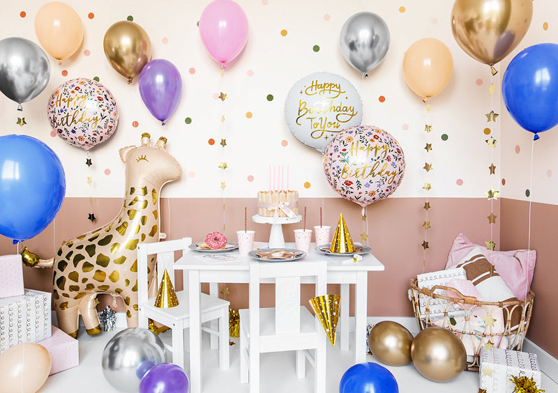 PartyDeco Folienballon Giraffe – Beige/Gold – 100 × 120 cm – 1 Stk