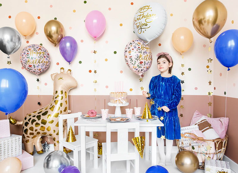 PartyDeco Folienballon Giraffe – Beige/Gold – 100 × 120 cm – 1 Stk