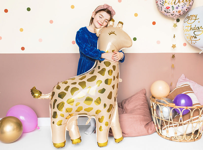 PartyDeco Folienballon Giraffe – Beige/Gold – 100 × 120 cm – 1 Stk