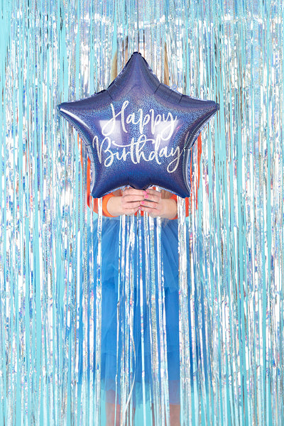 PartyDeco Folienballon Stern – Blau – Ø 40 cm – Folie – 1 Stk