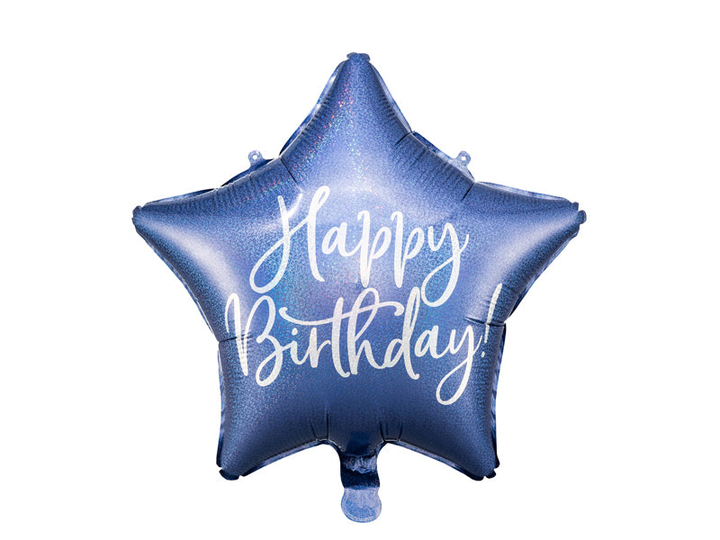PartyDeco Folienballon Stern – Blau – Ø 40 cm – Folie – 1 Stk