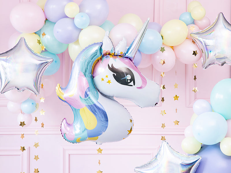 PartyDeco Folienballon Einhorn – mehrfarbig – 73 × 90 cm – 1 Stk