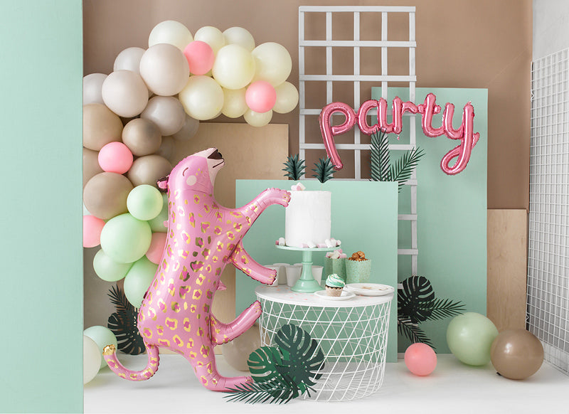 PartyDeco Folienballon Leopard – gold/rosa – 103 × 60 cm – Folie – 1 Stück – mit Helium befüllbar
