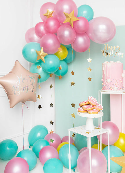 PartyDeco Folienballon Stern – Rosa – Ø 40 cm – Folie – 1 Stk