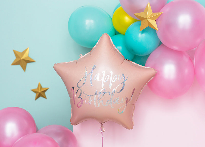 PartyDeco Folienballon Stern – Rosa – Ø 40 cm – Folie – 1 Stk
