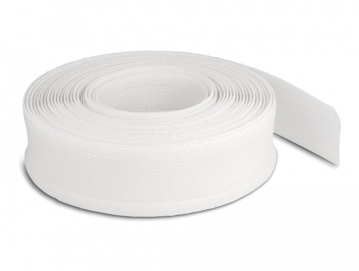 DeLOCK Kabelschlauch, Ø 19 mm × 10 m, wiederverwendbar, Klettverschluss – weiss