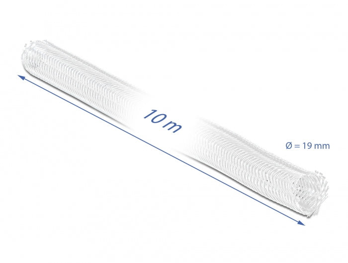 DeLOCK Kabelschlauch, Ø 19 mm × 10 m, wiederverwendbar, Klettverschluss – weiss