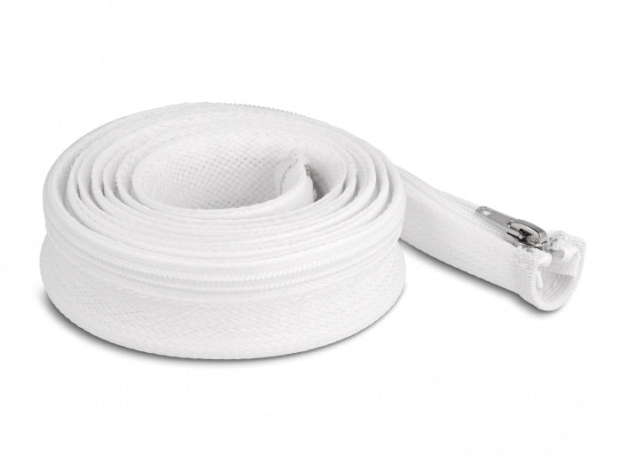 DeLOCK Kabelschlauch, Ø 30 mm × 2 m, Reissverschluss, wiederverwendbar – Weiss