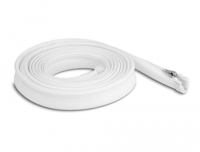 DeLOCK Kabelschlauch, Ø 20 mm, 3 m, Reissverschluss, wiederverwendbar, hitzebeständig – weiss