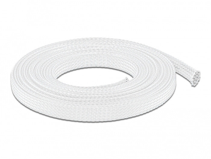 DeLOCK Kabelschlauch, Ø 8–24 mm × 10 m, zuschneidbar, Polyester, Betriebstemperatur −40–125 °C – weiss
