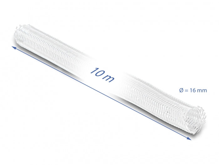 DeLOCK Kabelschlauch, Ø 16 mm × 10 m, wiederverwendbar, selbstschliessend, hitzebeständig – weiss