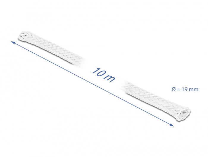 DeLOCK Kabelschlauch – Ø 14–30 mm – 10 m – Polyester – Weiss