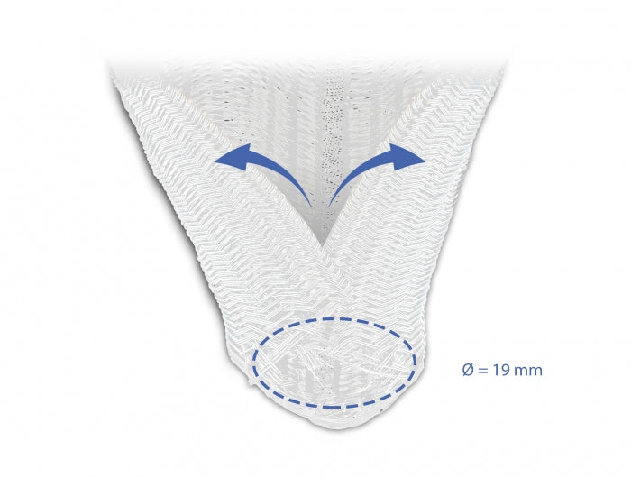 DeLOCK Kabelschlauch Ø 19 mm × 10 m, selbstschliessend, zuschneidbar, hitzebeständig – weiss