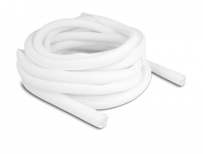 DeLOCK Kabelschlauch Ø 19 mm × 10 m, selbstschliessend, zuschneidbar, hitzebeständig – weiss