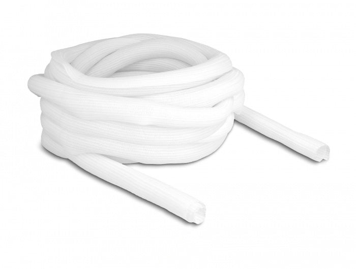 DeLOCK Kabelschlauch, Ø 25 mm × 10 m, selbstschliessend, schneidbar, hitzebeständig – weiss