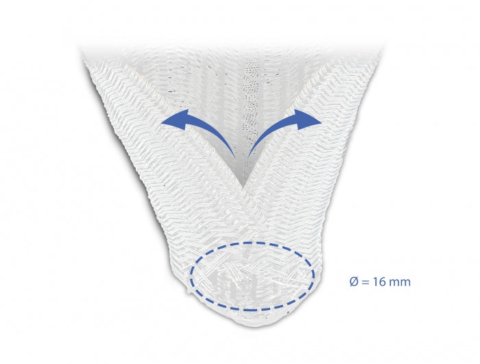 DeLOCK Kabelschlauch Ø 16 mm × 5 m, selbstschliessend, zuschneidbar – weiss