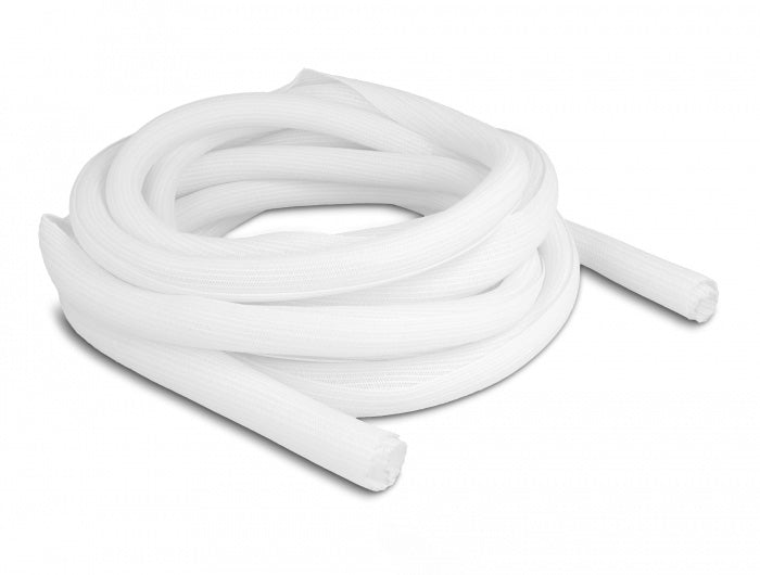 DeLOCK Kabelschlauch, Ø 19 mm × 5 m, selbstschliessend, zuschneidbar, hitzebeständig – weiss