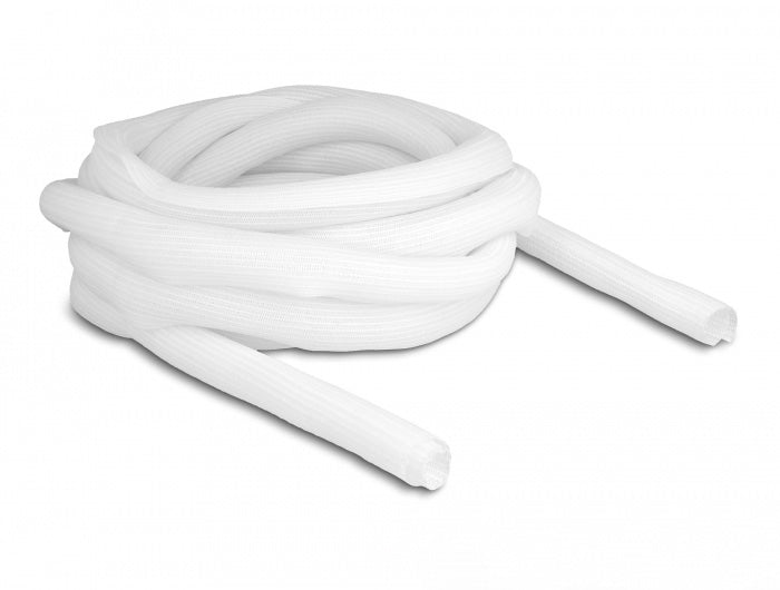 DeLOCK Kabelschlauch Ø 25 mm × 5 m, selbstschliessend, schneidbar, wiederverwendbar – weiss