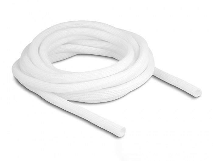 DeLOCK Kabelschlauch – 9 mm × 5 m – Weiss – Polyester, Zuschneidbar