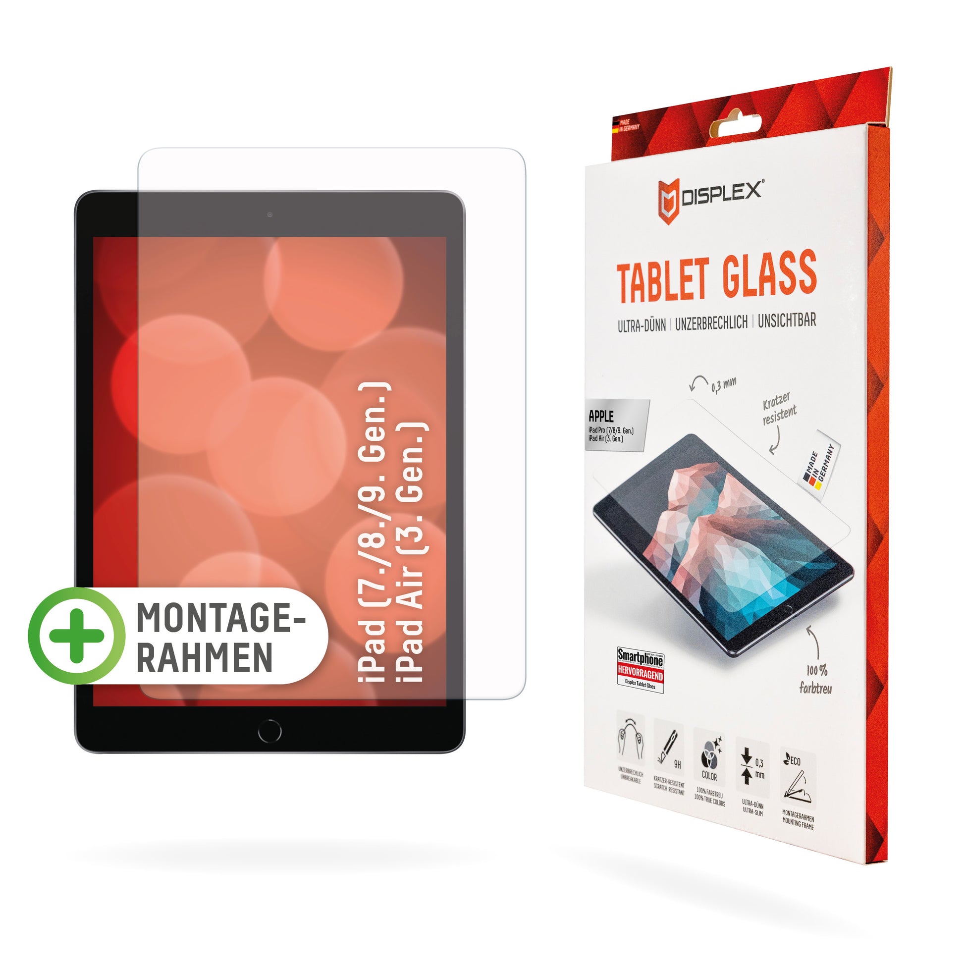 Displex Panzerglas für iPad 10,5" (7.–9. Gen.) und iPad Air 10,5" (3. Gen.) – 9H, Anti-Fingerprint