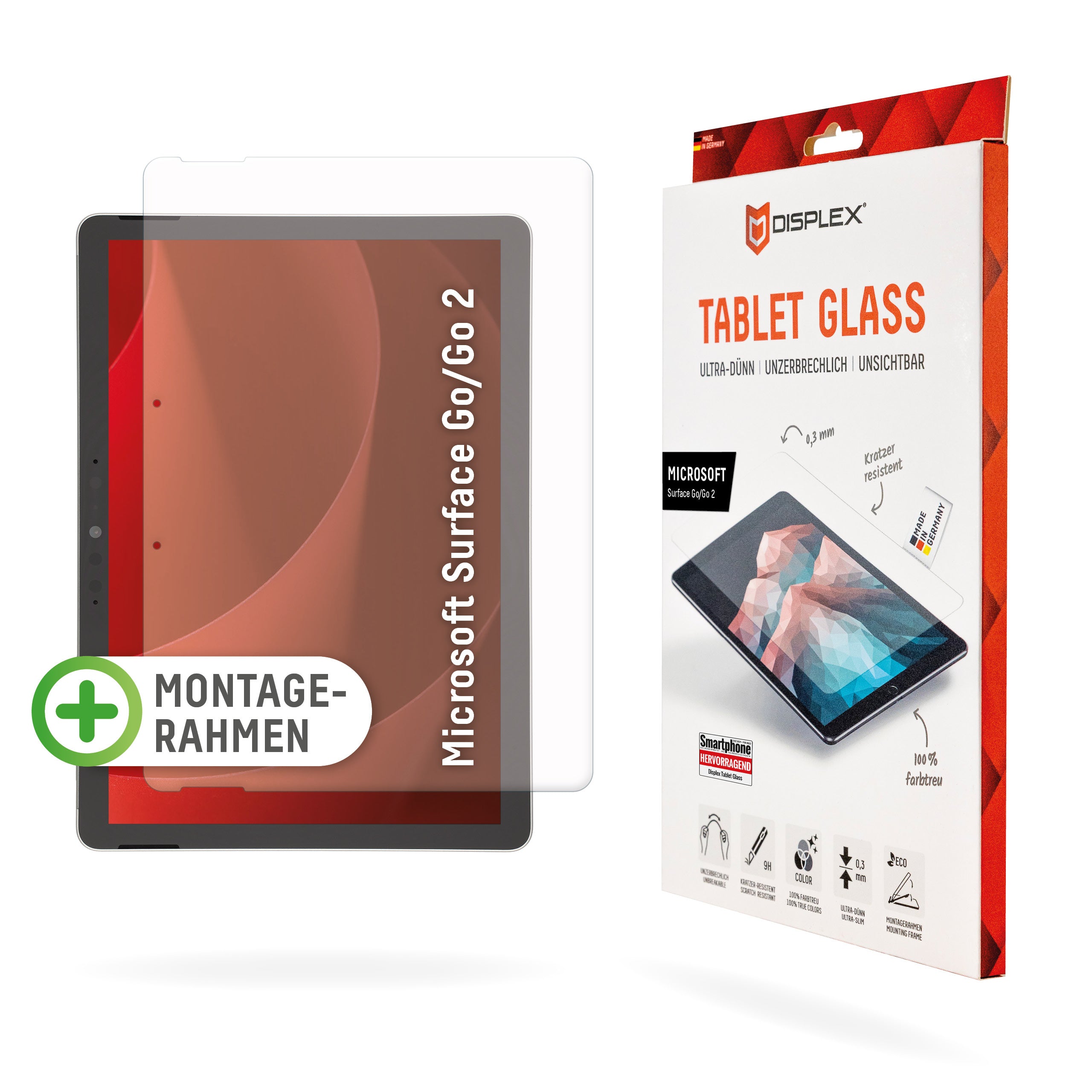 Displex Panzerglas für Microsoft Surface Go/Go 2 12,5" – 9H, Anti-Fingerprint