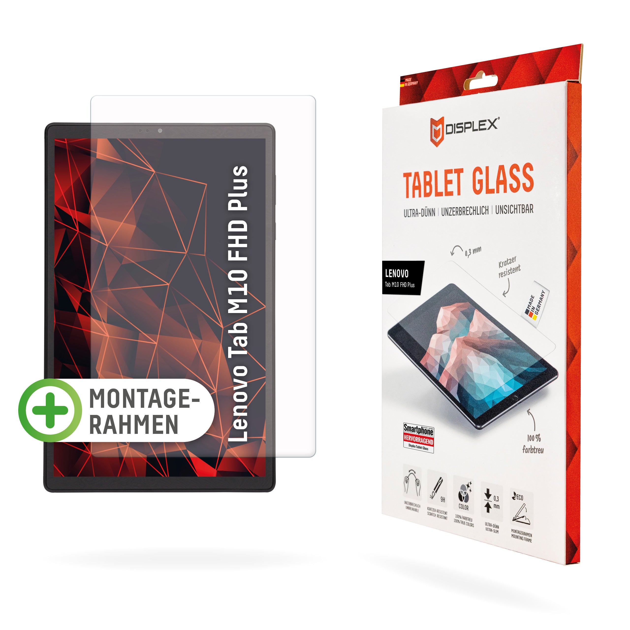 Displex Panzerglas für Lenovo Tab M10 FHD Plus 10,3" – 9H, Anti-Fingerprint