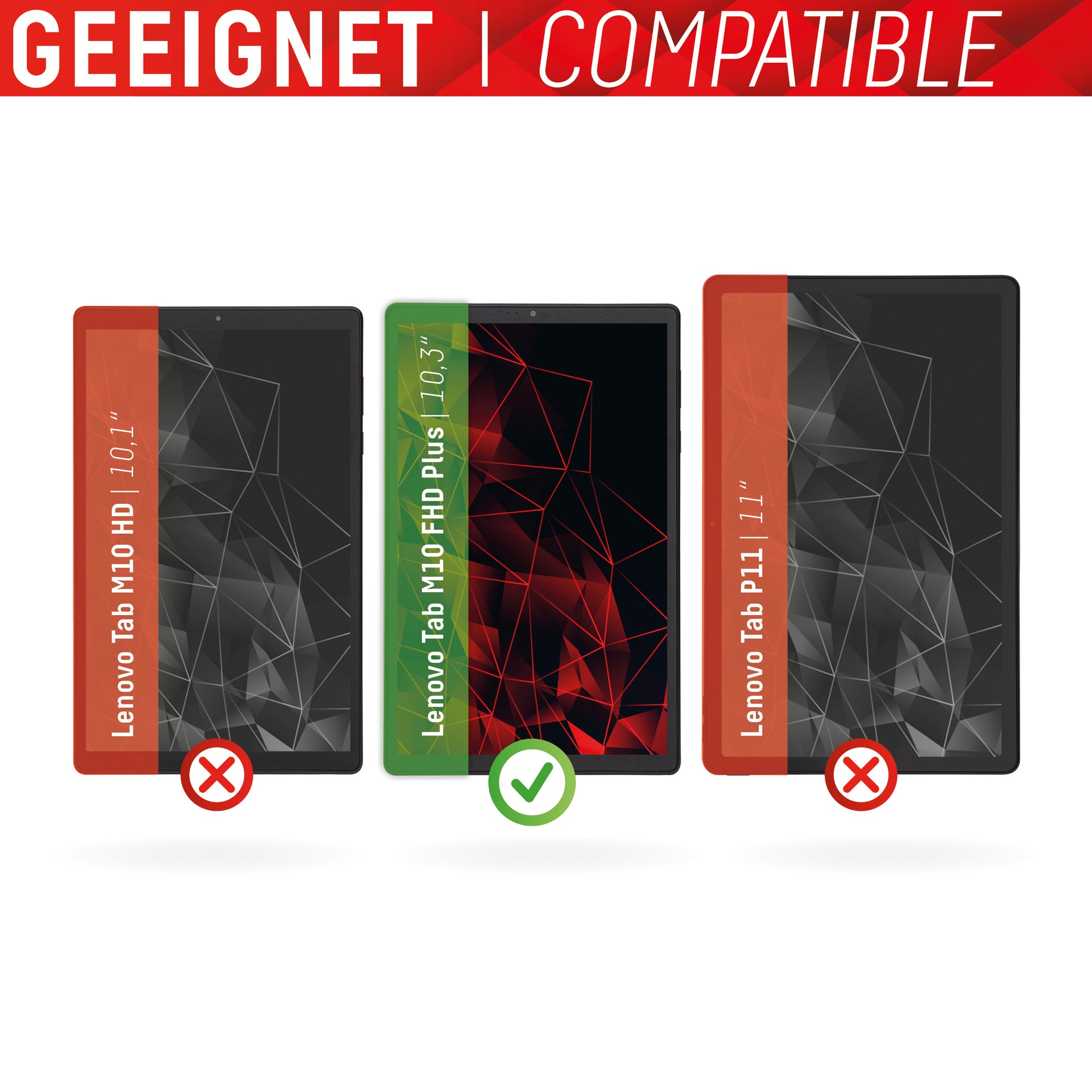 Displex Panzerglas für Lenovo Tab M10 FHD Plus 10,3" – 9H, Anti-Fingerprint