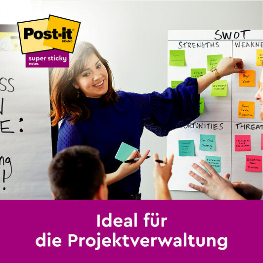 3M Post-it Super Sticky Haftnotizen – 127×76 mm – sortiert, 16×90 Blatt, PEFC