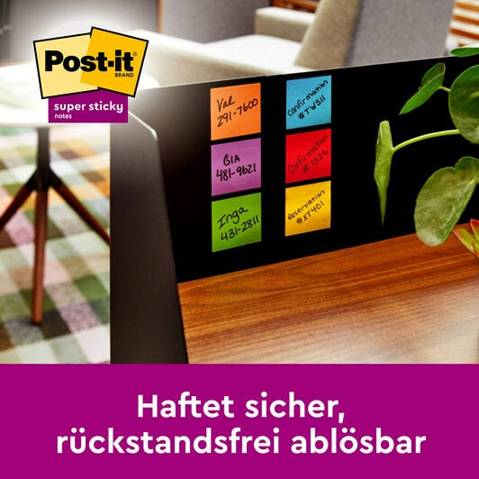3M Post-it Super Sticky Haftnotizen – 127×76 mm – sortiert, 16×90 Blatt, PEFC