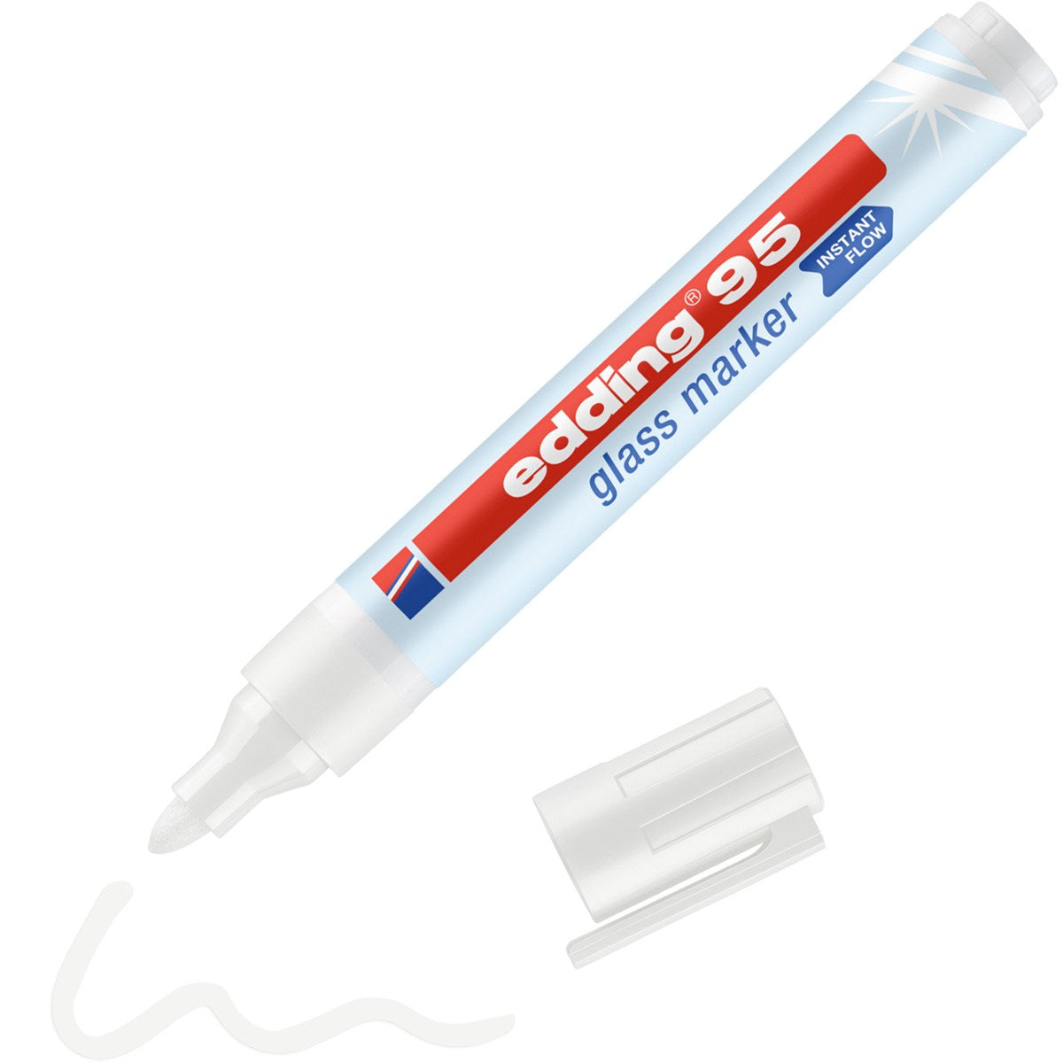 Edding Glassboardmarker – Rundspitze 1,5–3 mm, Weiss, trocken abwischbar, deckend – für Glas & Whiteboards